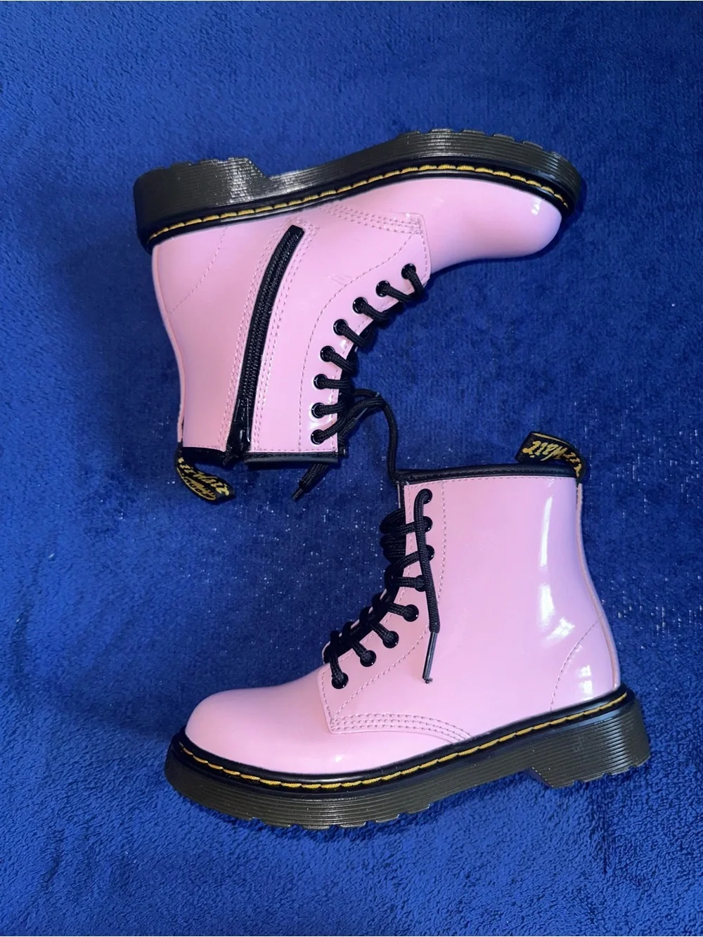 Dr. Martens Boots Kids Pale Pink Patent Leather Lace Up Girls 1460J Size 1Y